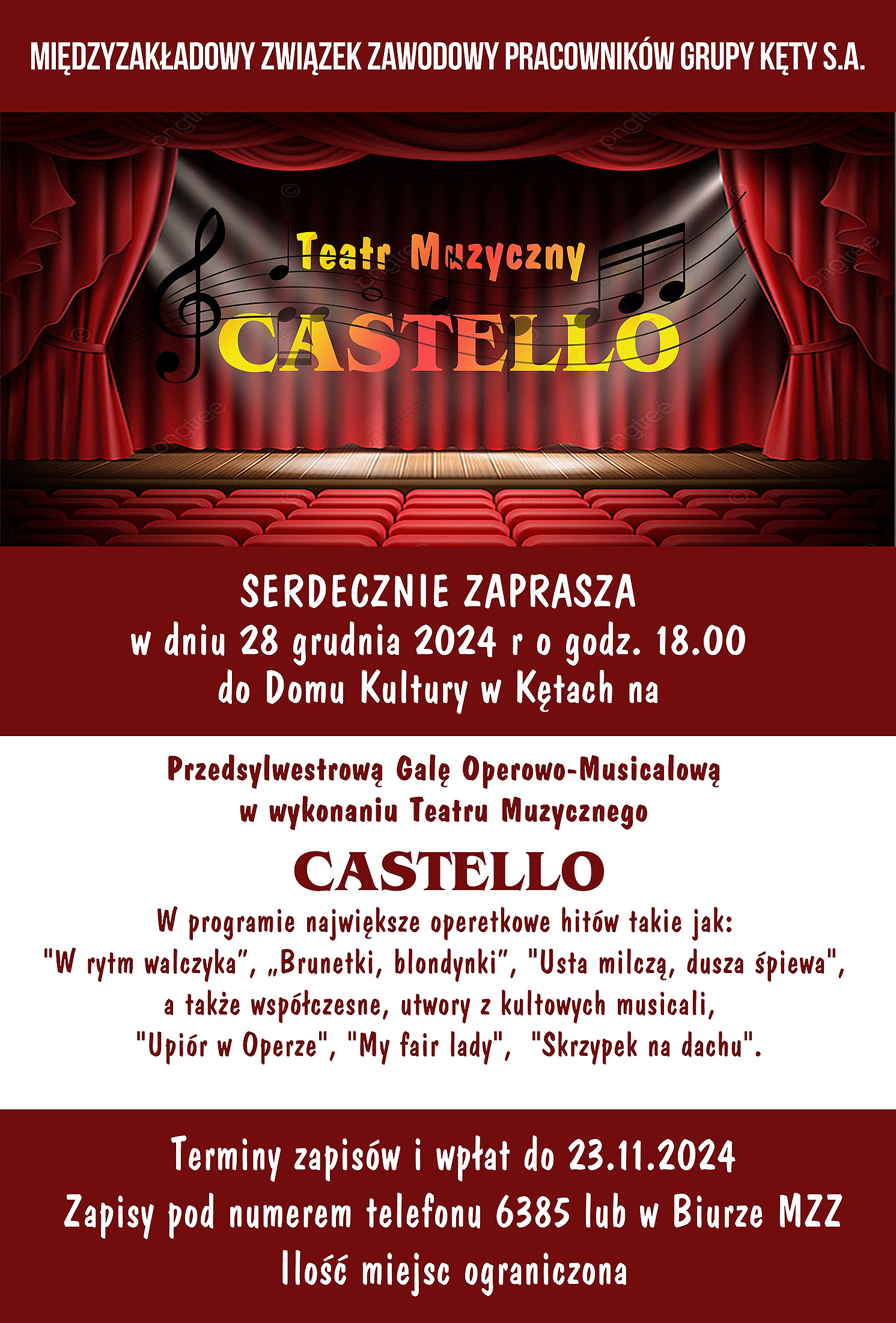 Przedsylwestrowa Gala Operowo-Musicalowa z Teatrem Muzycznym Castello