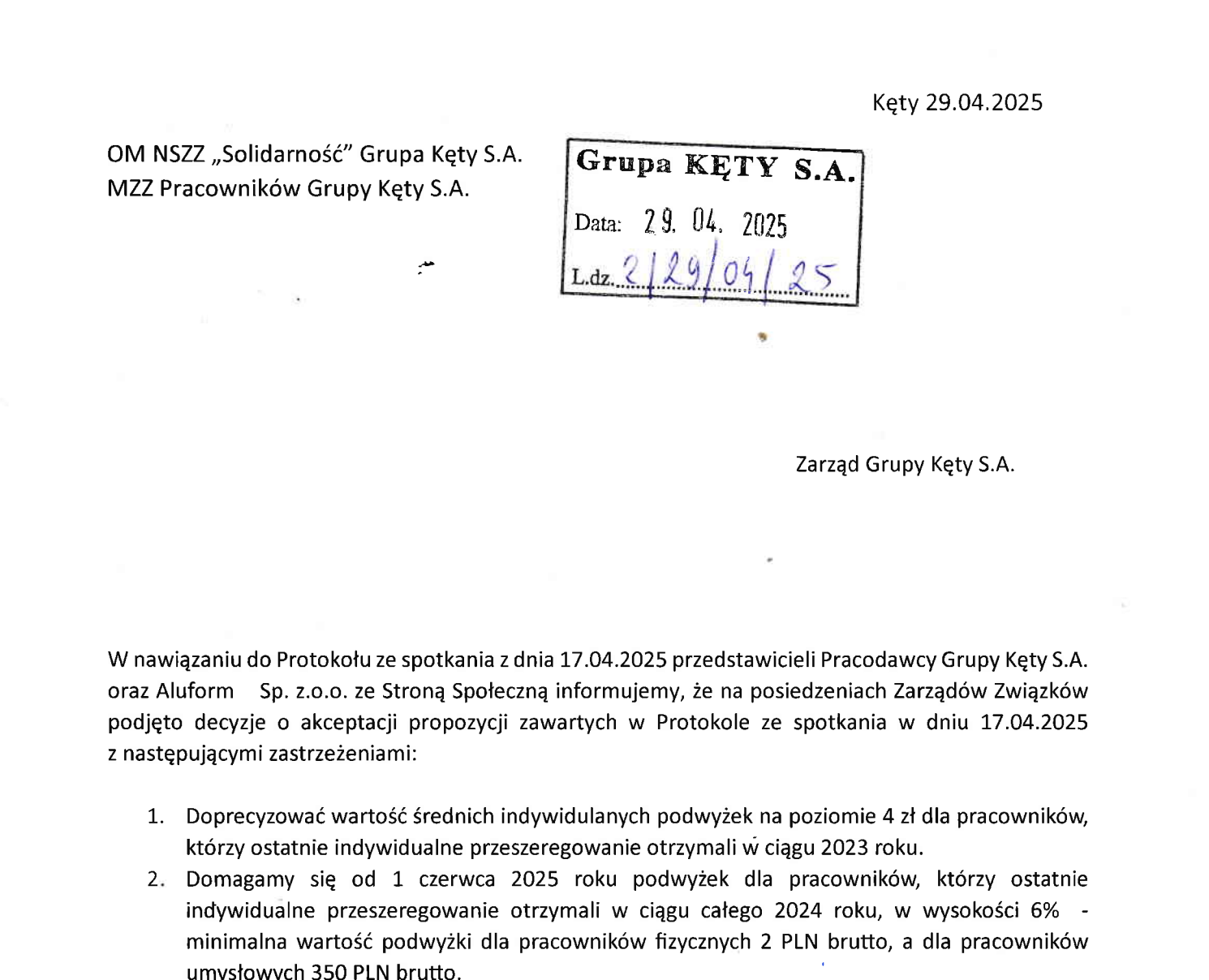 SPRAWY PRACOWNICZE: INFORMACJA